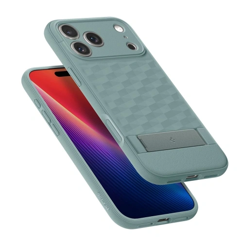 Zielone etui Spigen Parallax S Mag na tle naturalnych elementów