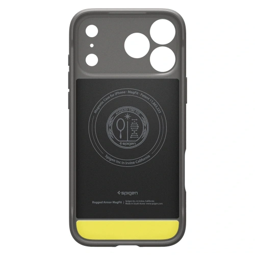 Etui Spigen Rugged Armor MagSafe z tyłu, pokazujące logo marki oraz teksturę materiału.
