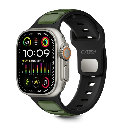 Pasek Tech-Protect IconBand Line do Apple Watch w kolorze czarnym i zielonym