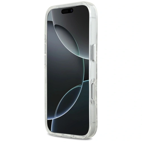 Widok etui z logo na telefonie, ukazujący perfekcyjne dopasowanie do iPhone'a.