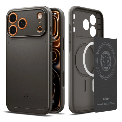 Zbliżenie na etui Spigen Thin Fit Mag, ukazujące materiał poliwęglanowy