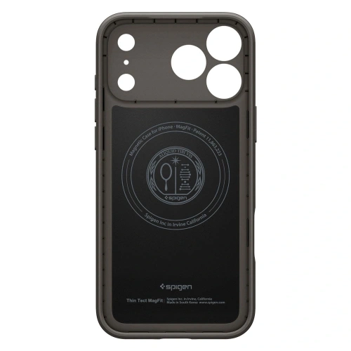 Etui Spigen w kolorze gunmetal, idealnie dopasowane do iPhone 17 Pro Max
