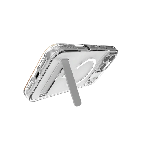 Etui z podstawką ZAGG, ukazujące funkcjonalność MagSafe oraz elegancki design.