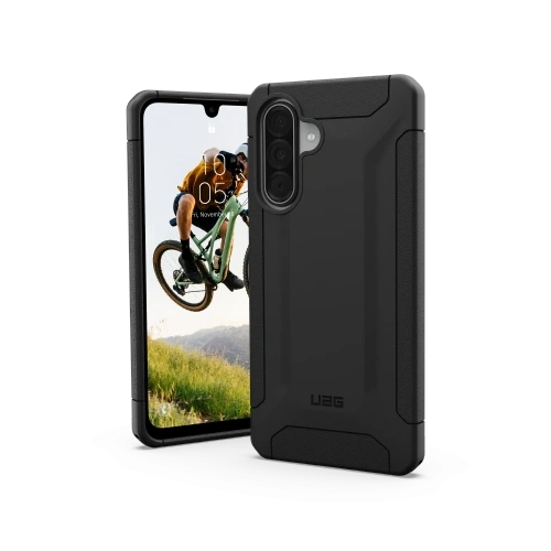 Hybrydowe etui UAG z widocznymi detalami, zapewniające ochronę telefonu.