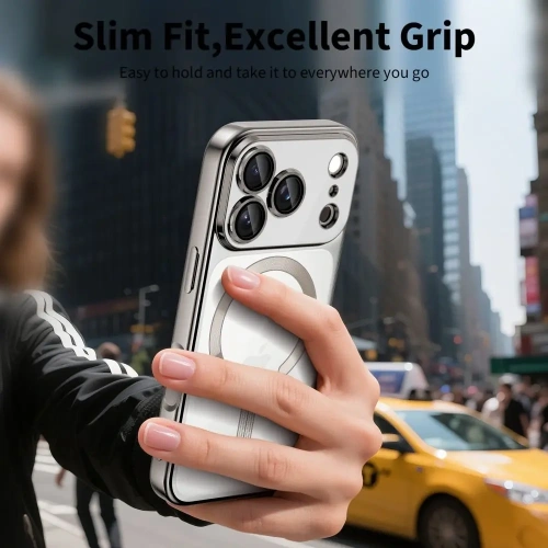 Stylowe etui Tech-Protect Flexair Magflex w shiny silver, doskonałe dla nowoczesnych użytkowników.