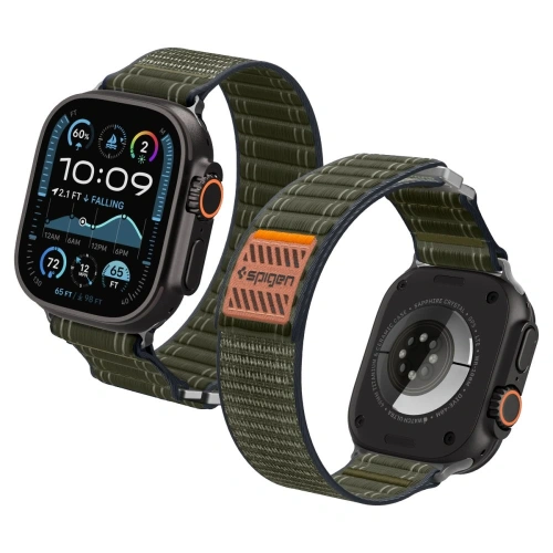 Pasek Spigen WBF0 Band w zielonym kolorze, idealny do Apple Watch 8 i 9.