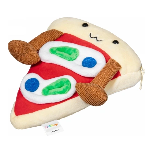 Opakowanie portfela Laut MAGMOJI Wallet w kolorze wielokolorowym, prezentujące motyw pizzy.