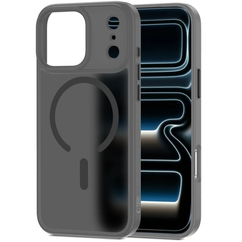Etui Tech-Protect Magmat w Matte Crayon Grey zamontowane na Apple iPhone 17 Pro