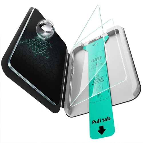 Zbliżenie na szkło hartowane ESR Ultrafit z wysoką odpornością na zarysowania.