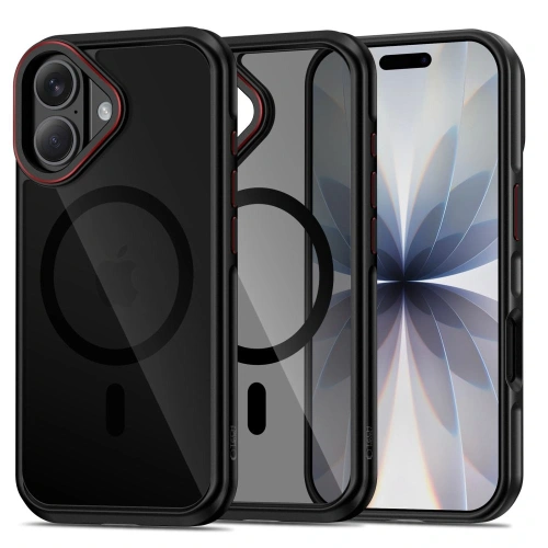 Etui Tech-Protect MagHybrid MagSafe w kolorze czarnym i czerwonym, idealne do iPhone 17.