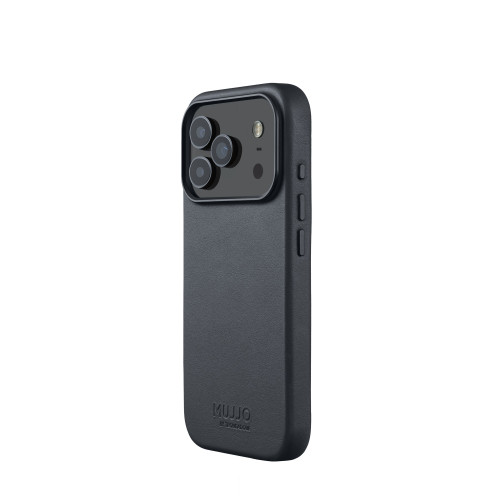 Etui Mujjo Leather Case w kolorze basalt, idealnie dopasowane do Apple iPhone 17 Pro.