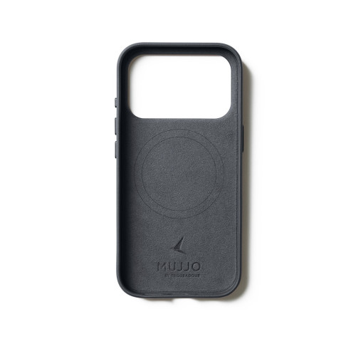 Zbliżenie na etui Mujjo, ukazujące elegancki design i wykończenie ze skóry.
