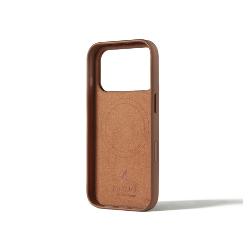 Etui Mujjo Leather Case w beżowym kolorze, idealnie dopasowane do Apple iPhone 17 Pro.